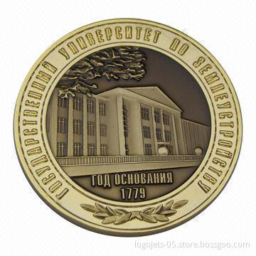 Commemoratory Die Struck Copper Coin with Soft Enamel Color Filled, Customized Designs are Accepted